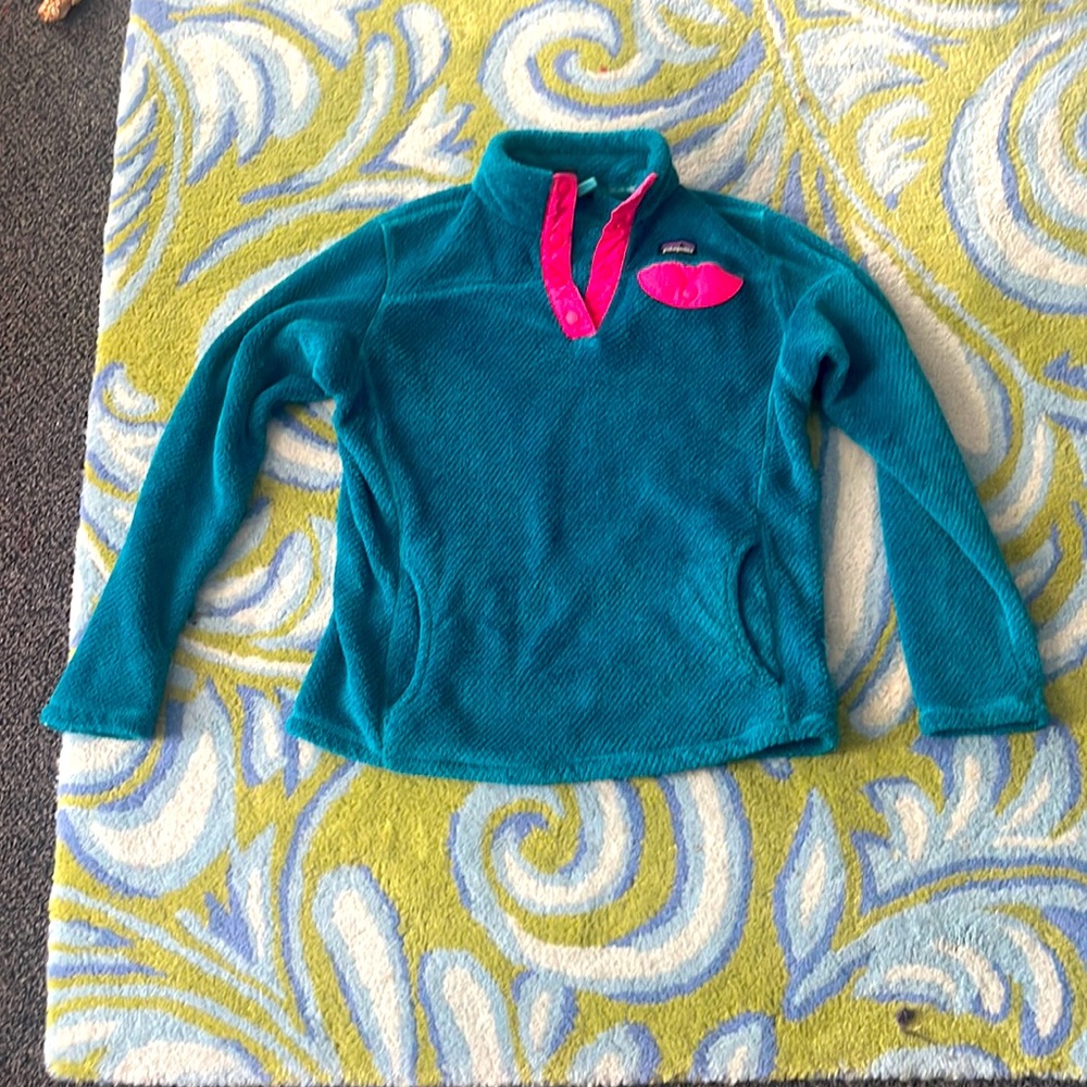 Size 14 XL turquoise and pink Patagonia fleece